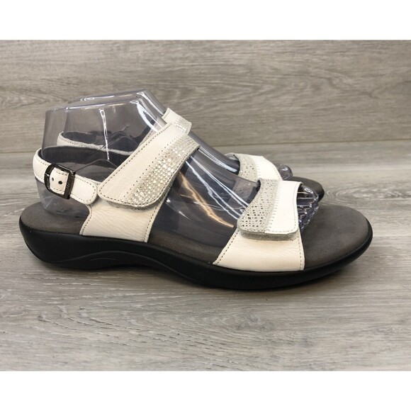 SAS Nudu Slingback Women's US 9M White Silver Leather Casual Slip-On Sandal - Picture 1 of 7